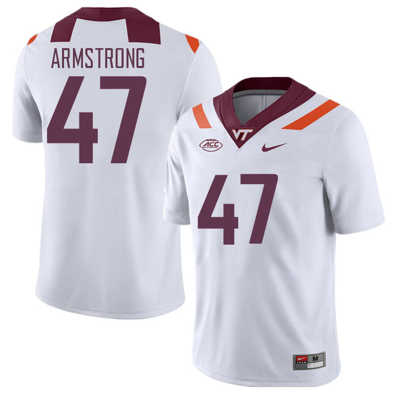 Men #47 Griffin Armstrong Virginia Tech Hokies College Football Jerseys Stitched Sale-White